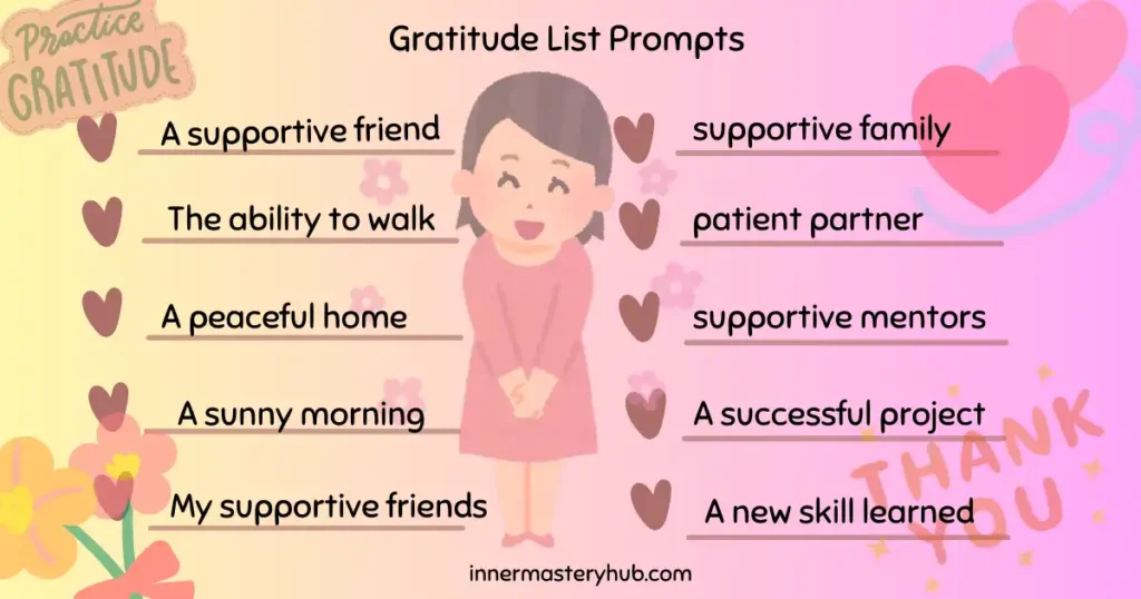 Gratitude list ideas